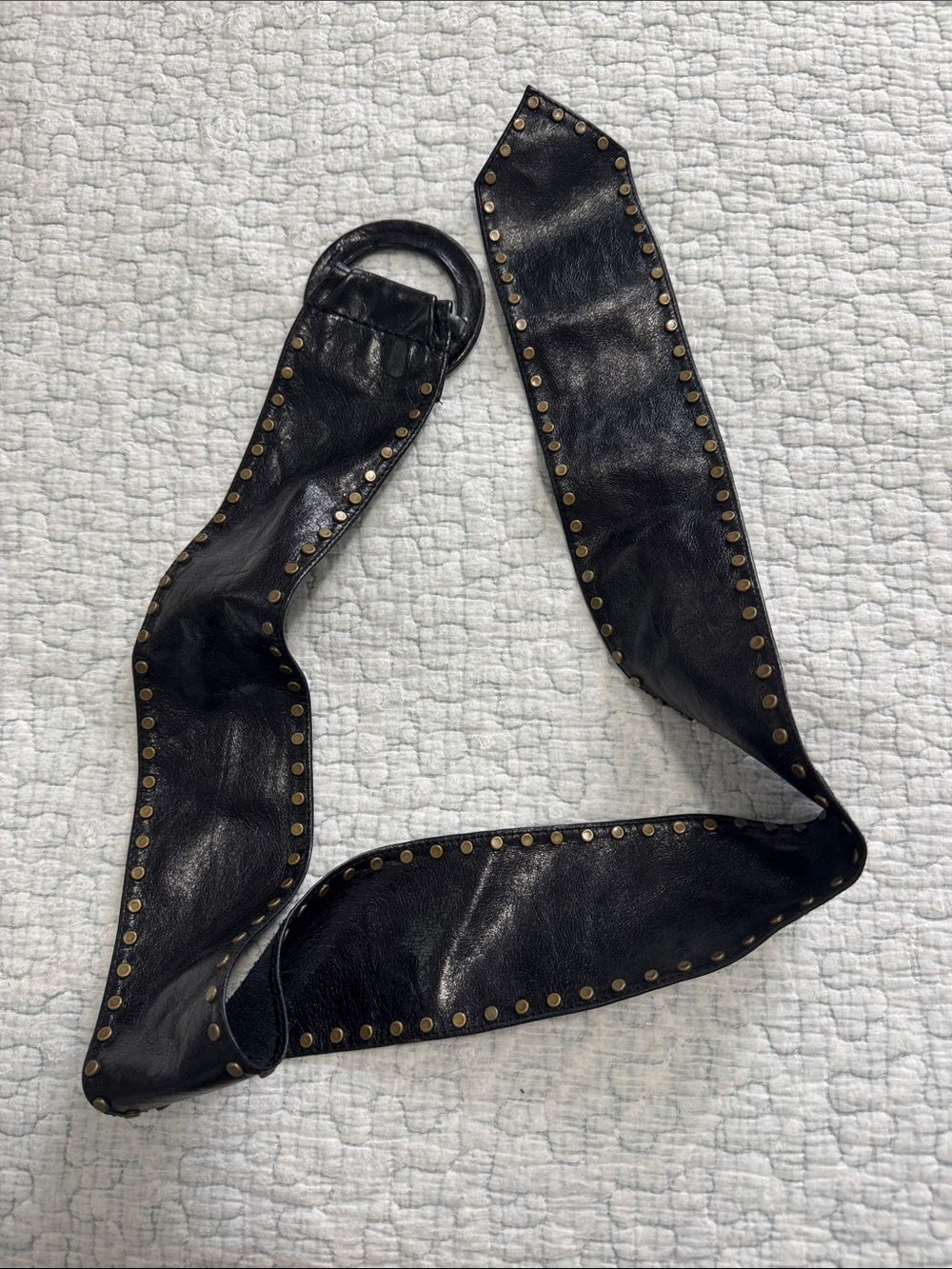 HYDE Black Studded Wide Leather Belt